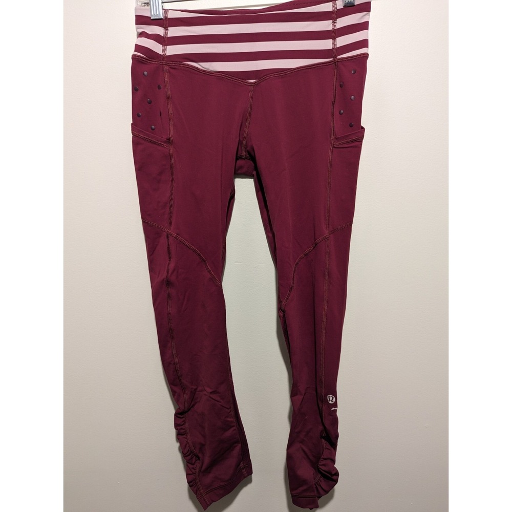Lululemon RARE Seawheeze Inspire Mid-Rise Tight Legging Maroon Purple Pink Sz 6